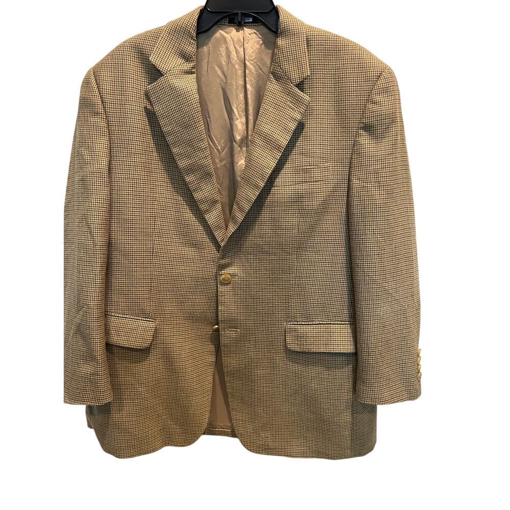 Ralph Lauren Silk Wool Houndstooth Blazer Sport Coat‎ Classic Fit 42R Two Button
